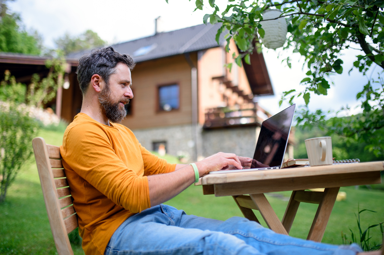 A man working in his home garden