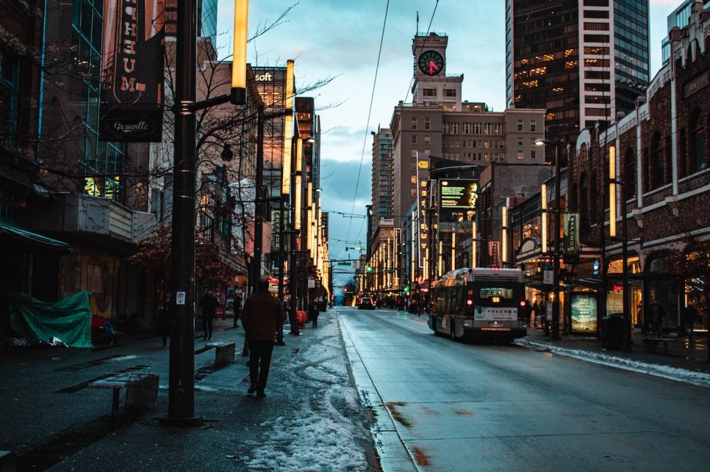 A peaceful city street in Canada